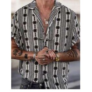 SHEIN Black and White Geometric Men's Shirt